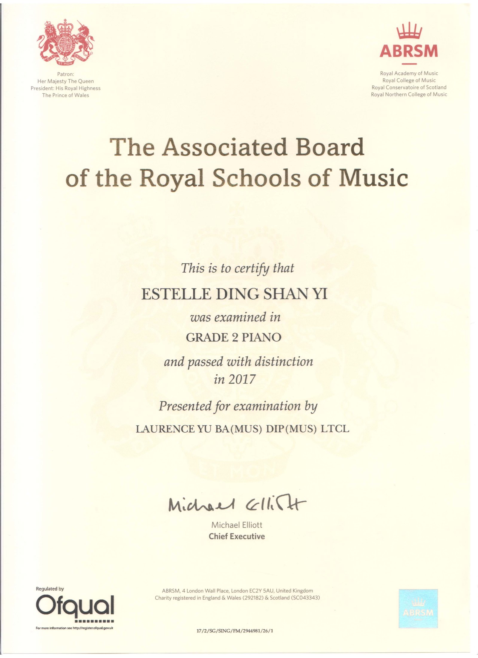 Estelle Distinction Cert 2